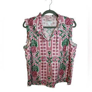 Charter Club Preppy Pineapple Print Flutter Sleeve Top